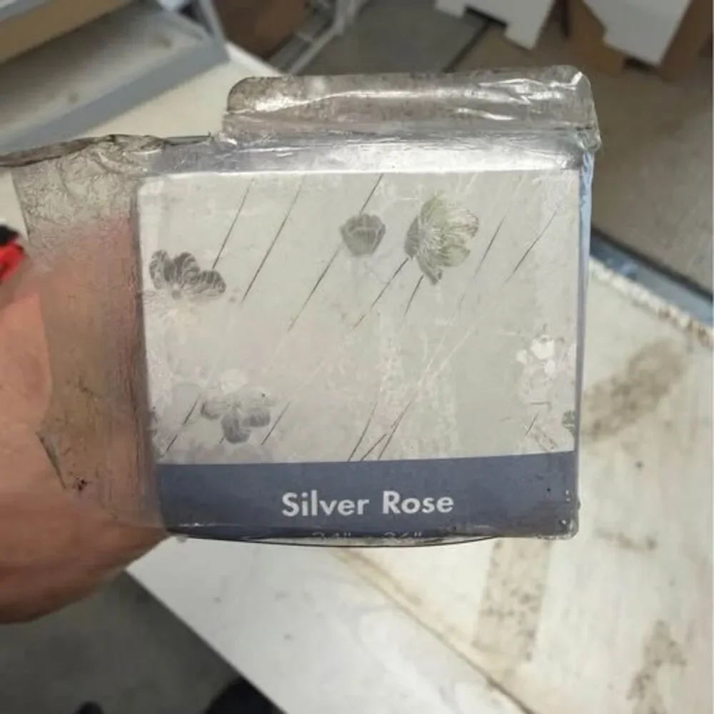 The visual effect of textured glass 24x36 window film Silver Rose